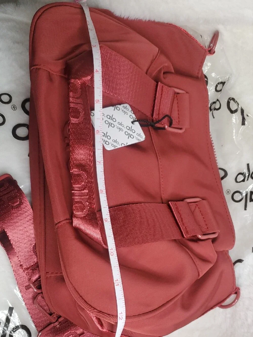 ALO Yoga Red Shoulder Bag with Detachable Branded Strap
